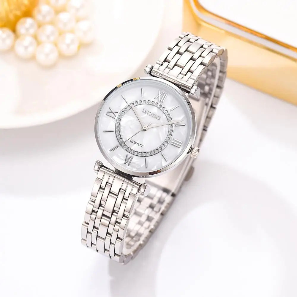 Luxury Crystal Women Bracelet Watches Top Brand Fashion Diamond Ladies Quartz Watch Steel Female Wristwatch Montre Femme Relogio Qme