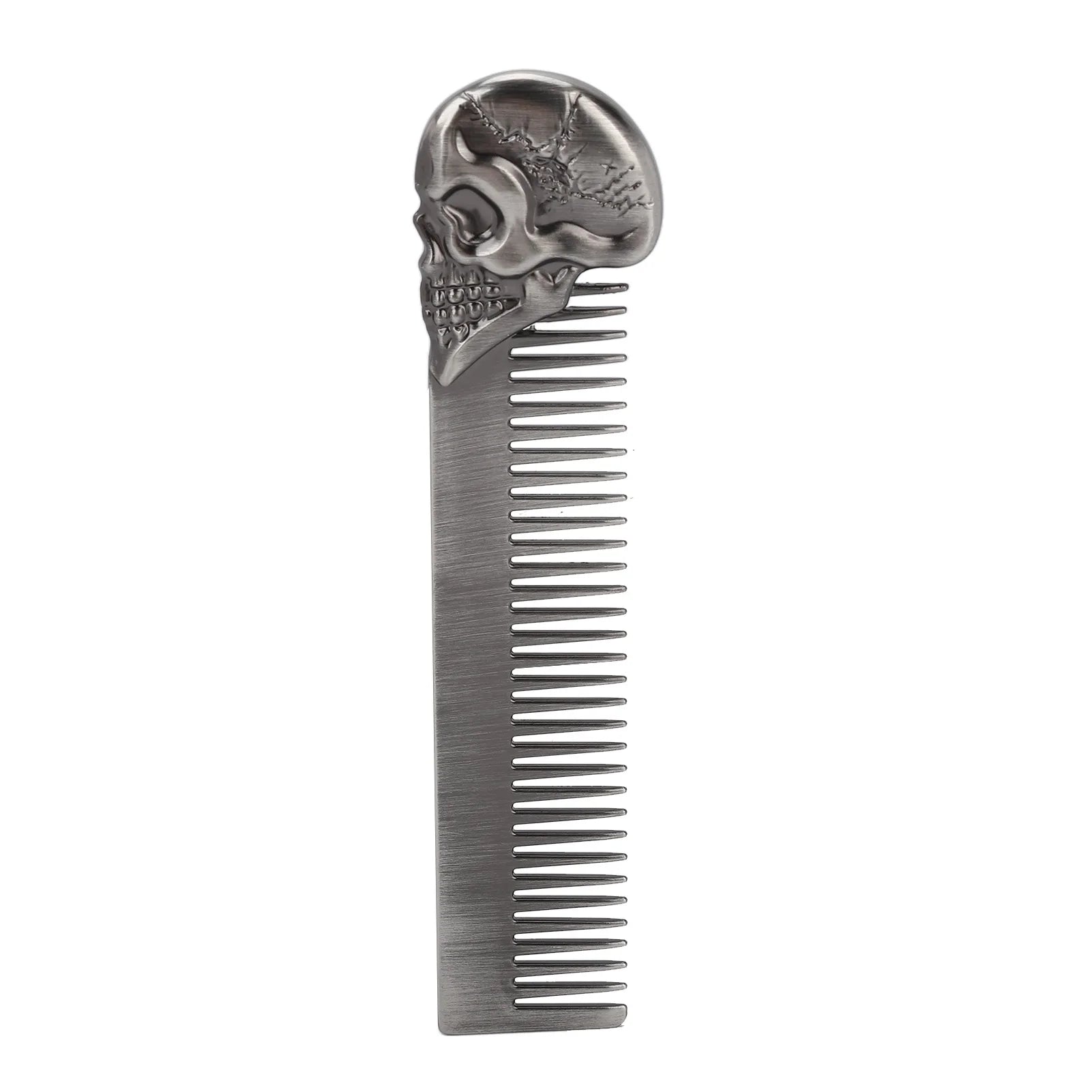 Hair Combs Beard Comb Beard Comb Zinc Alloy Skull Pattern Hair Styling Mustache Shaping Oil Hair Comb Comb Qme Silver