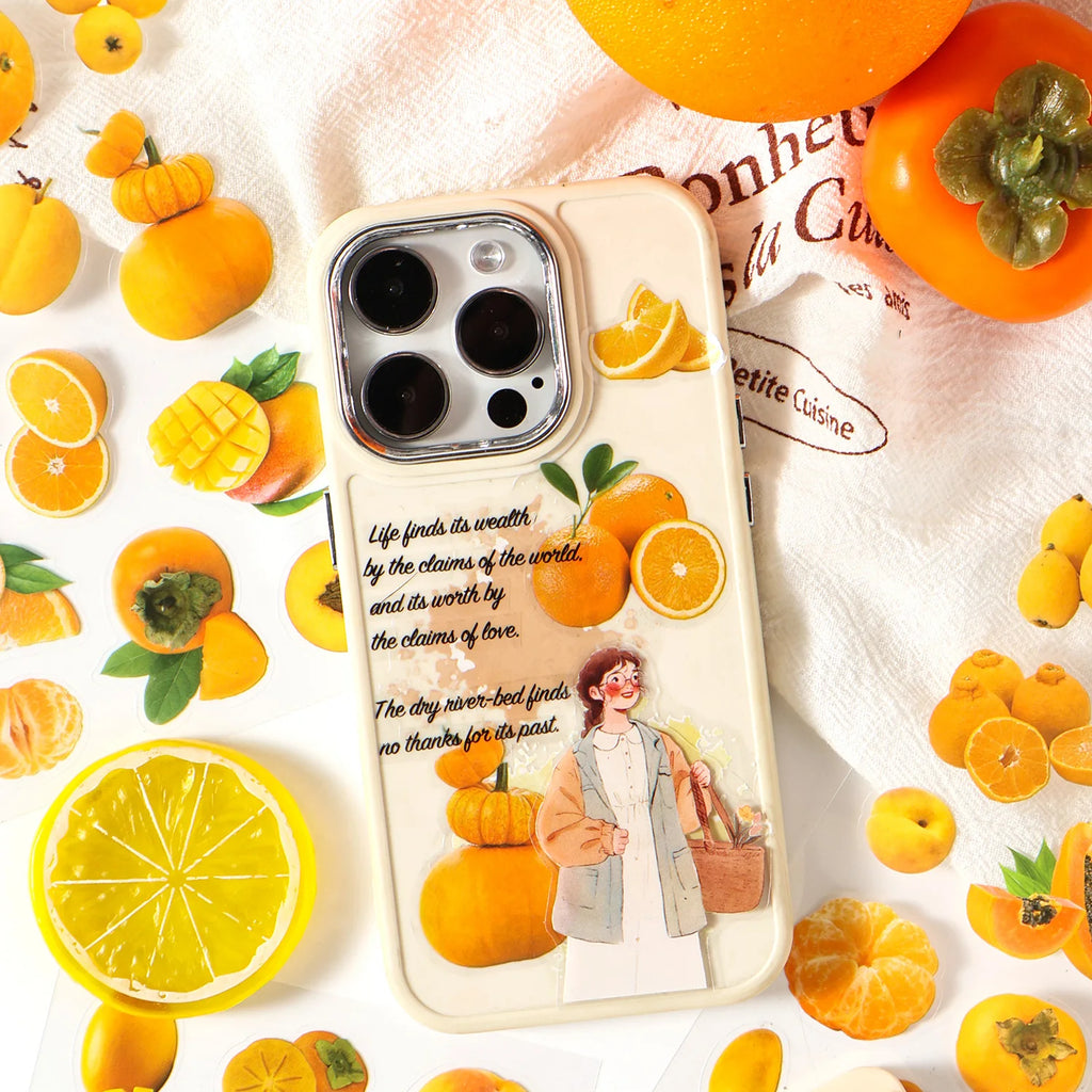 4Pcs Orange Strawberry Fruit Series Die cut Adhesive Sticker Journal Japanese stationery Decoration Scrapbook Diary Cute Sticker Qme