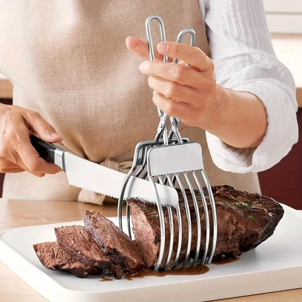 Stainless Steel BBQ Slicer Meat Cutter Multi-function Camping Kitchen Qme