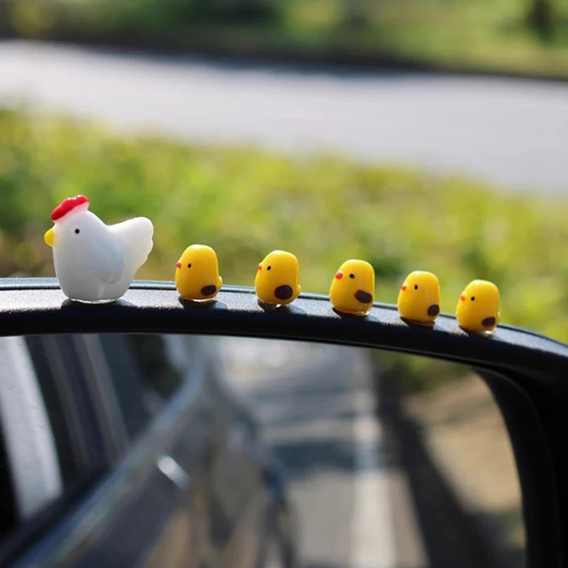 Cute Mini Chickens Car Dashboard Accessories Fun Chicks Rearview Qme