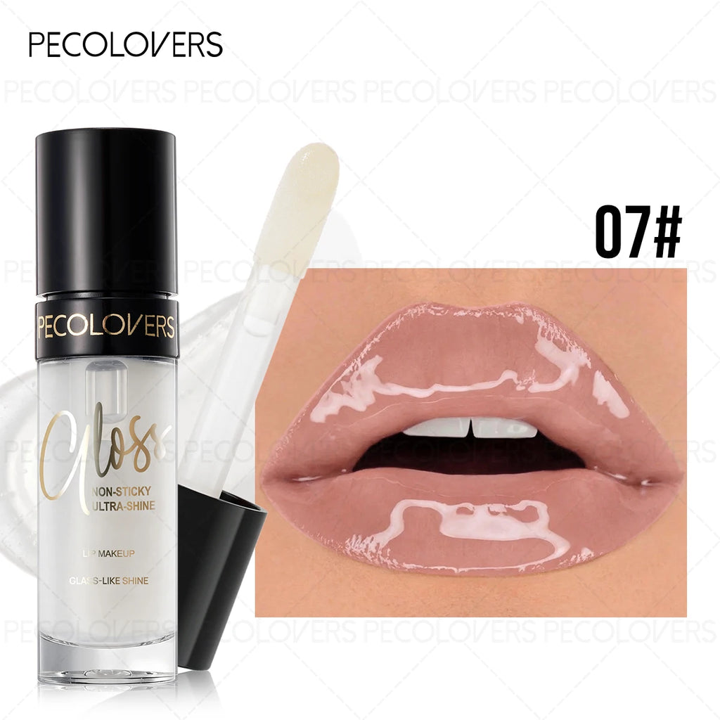 Shiny Plump Lip Glaze Tinted Gloss Pink Berry Nude Non-smudge Lips Qme 07