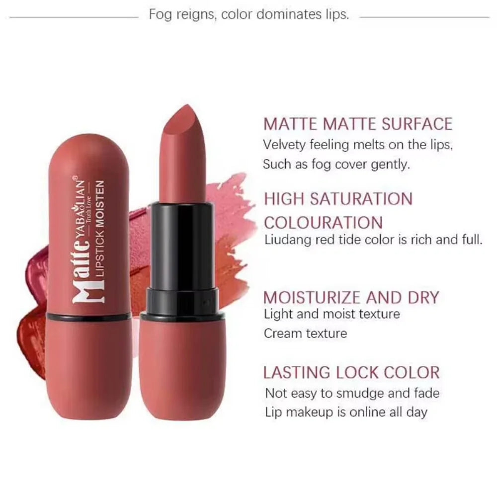 6-Color Matte Lipstick Velvet Lip Smooth Waterproof Long-lasting Qme