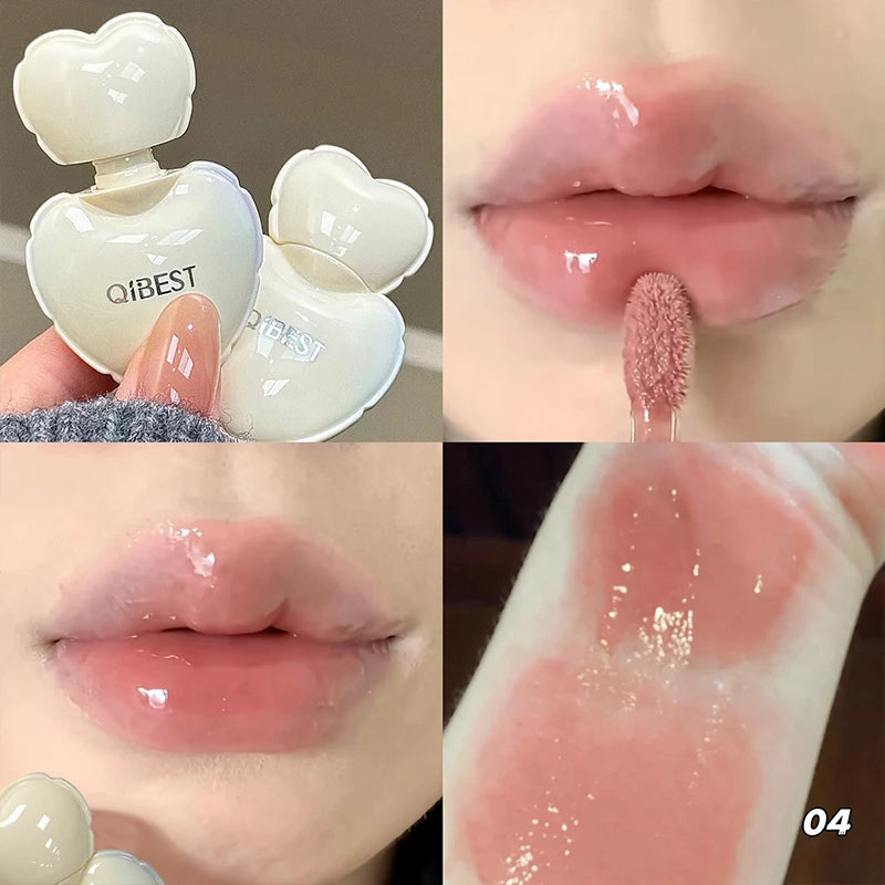 Peach Heart Silky Matte Lipgloss Low-saturation Liquid Lipstick Look Qme QB01-4