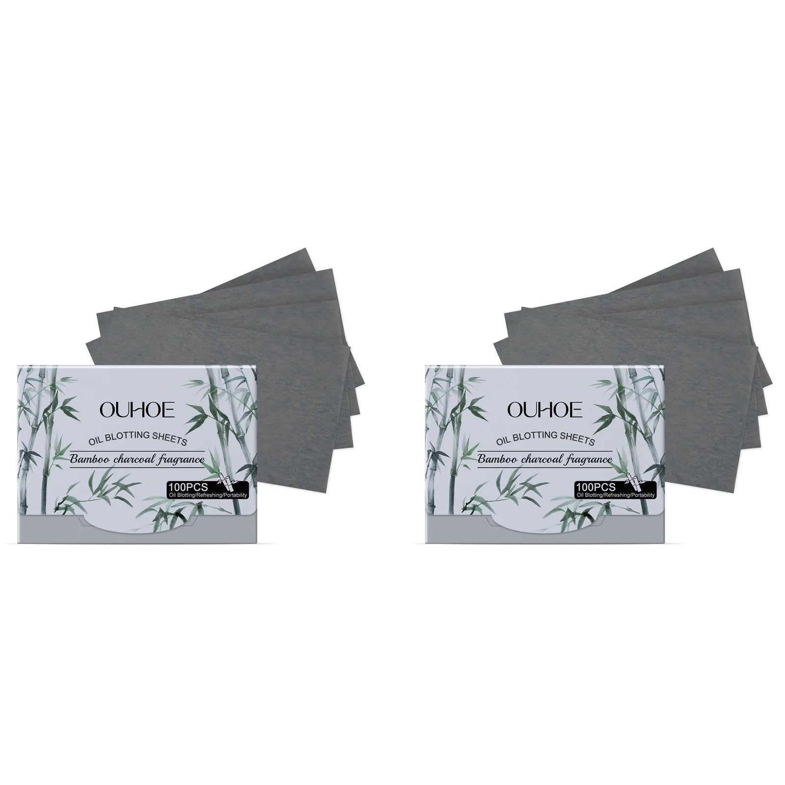 100pcs Bamboo Charcoal Oil Blotting Paper Facial Oil Absorbing Sheets Matte Face Oil Control Portable & Gentle for Oily Skin Qme 2 x 100pcs Boxed