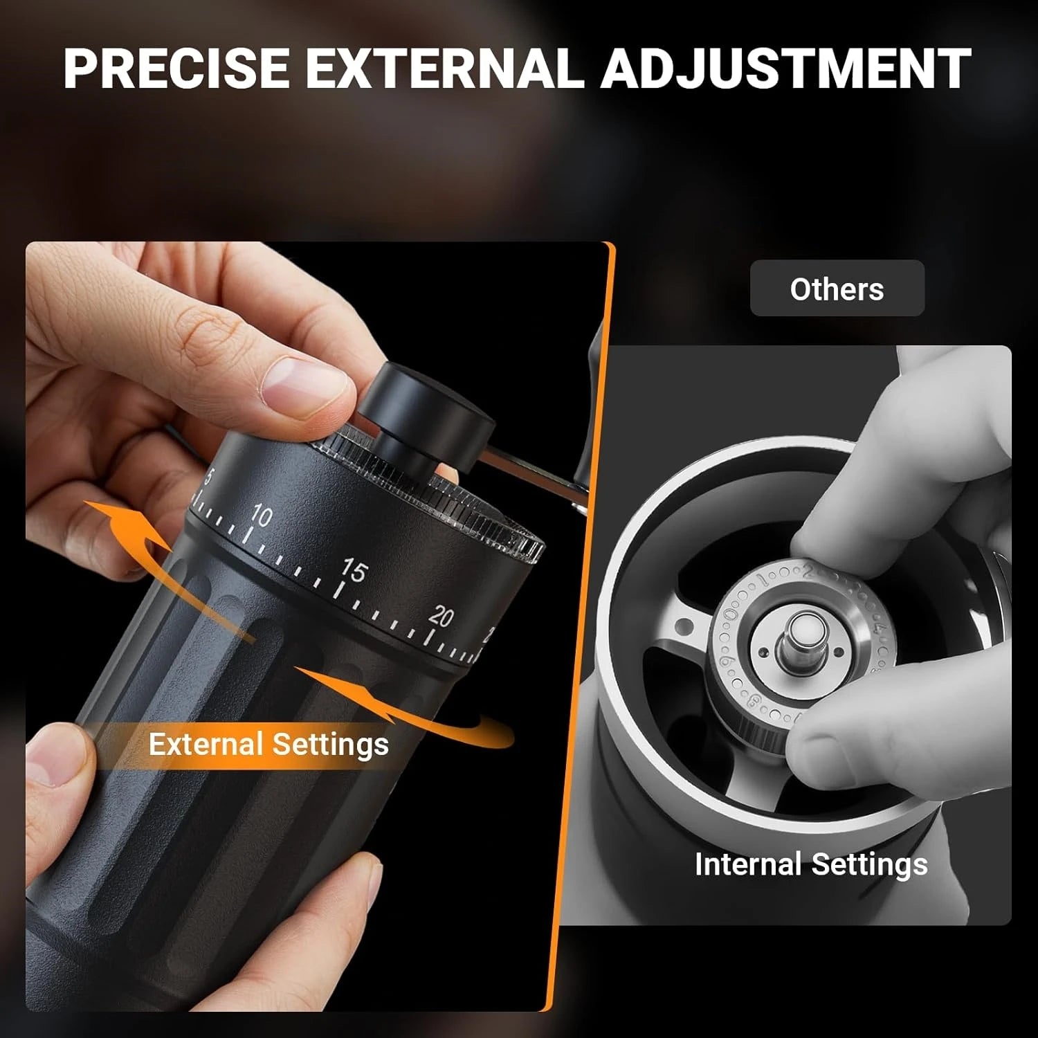 Adjustable Manual Coffee Grinder Hand Crank Coffee Bean Mill Portable Tool for Home Kitchen Camping Trip Qme