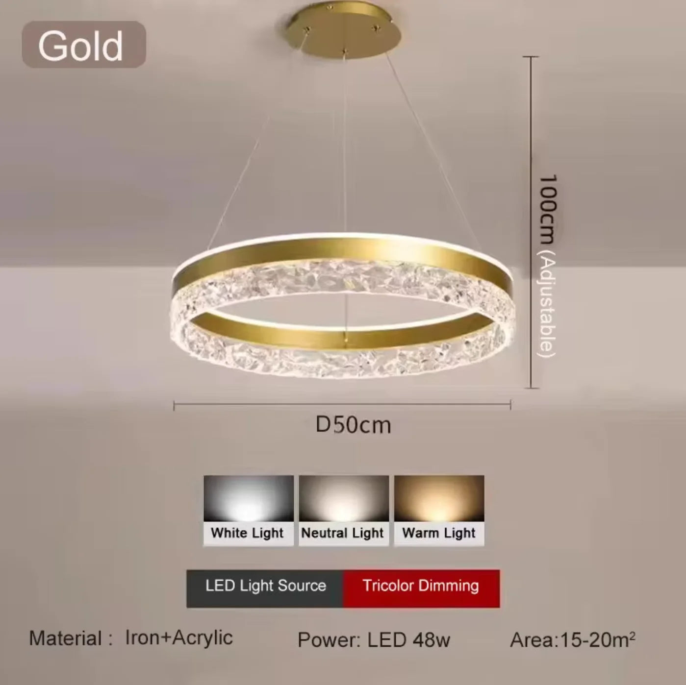 Simple Modern Ceiling Chandelier Adjustable Indoor Lighting High LED 3 Color for Living Room Dining Room Bedroom Decor Ornament Qme Gold 220V