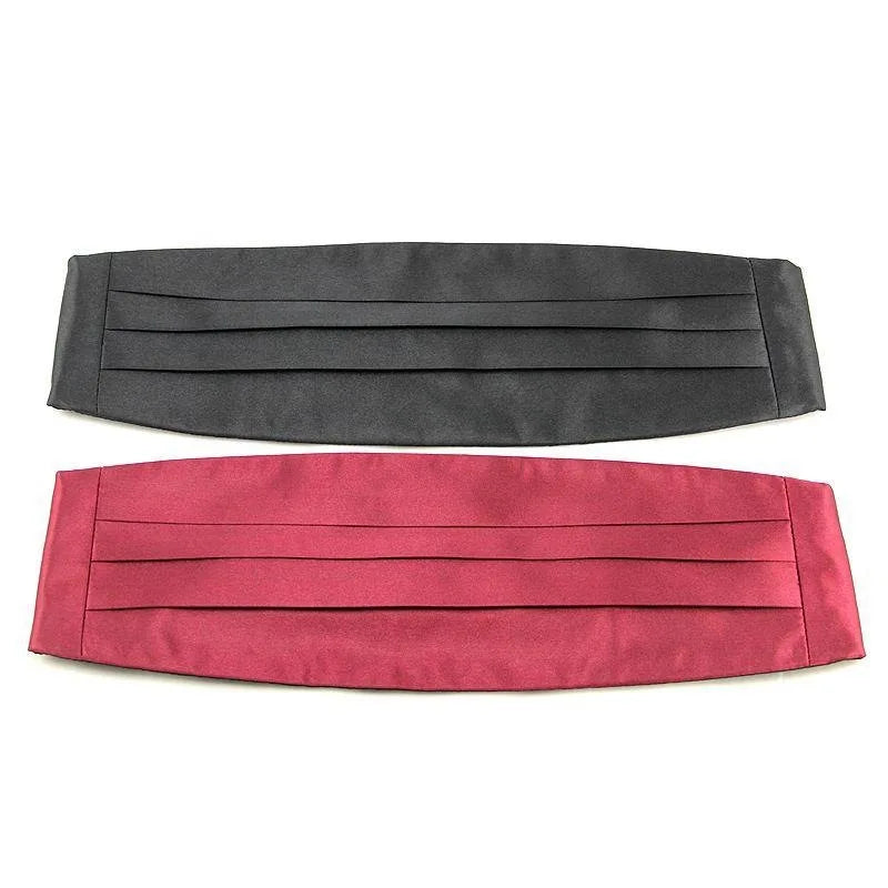 Silk Men's Classic Cummerbund Black Twill Satin Buckle Elastic Qme