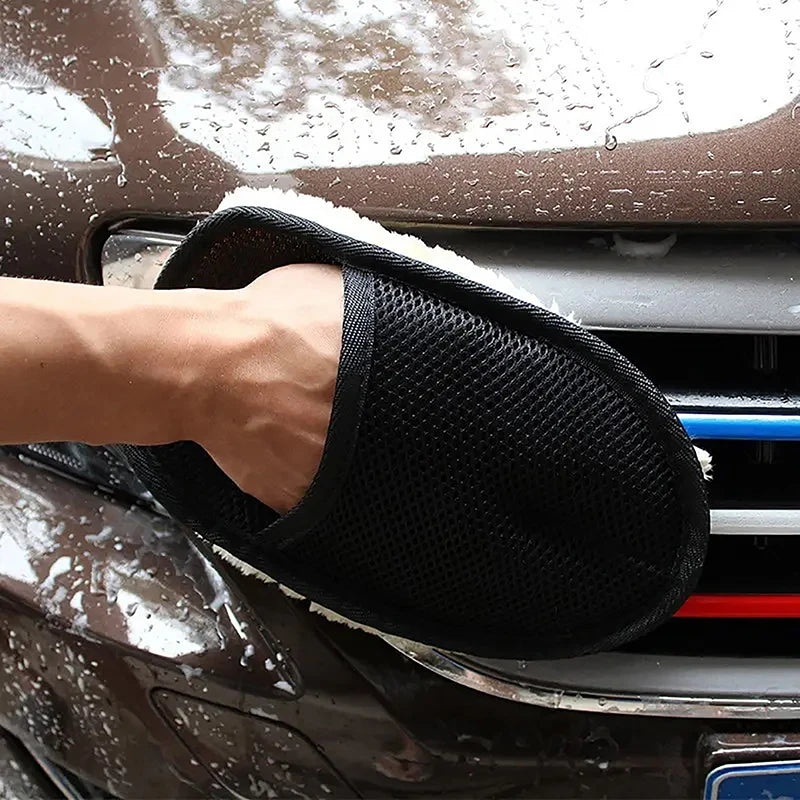 Car Wash Gloves Thickened Plush Wiping Waxing Polishing Cleaning Qme