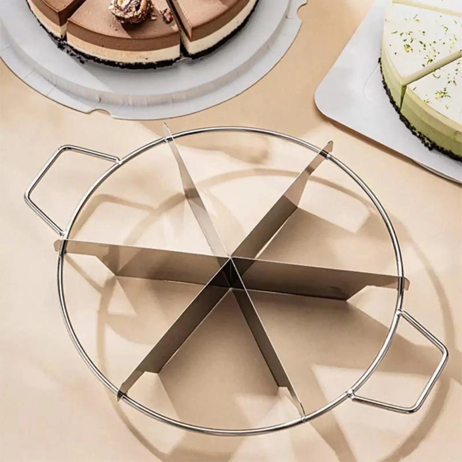 Pie Divider Stainless Steel Cake Slicer for Even Slices Non-Stick Kitchen Gadgets Pastry Cheese Pizza Cutting Press Tool Qme