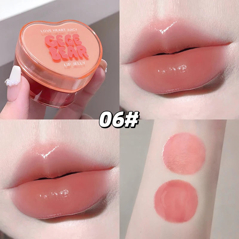 Gege Bear Loveheart Lip Jelly Glaze Moisturizing Jam Gloss Honey Qme GX1389-6