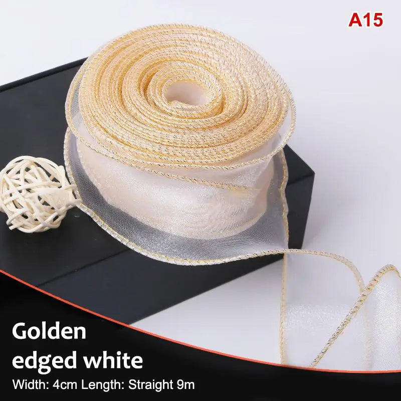 10Yards Organza Solid Ribbon Wavy Edge Flower Bouquet Gifts Packaging Qme A15