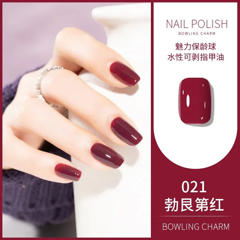 40 Colors New Nail Polish for Summer Water-based Quick Drying Tearable Nail Art Semipermanent Monochrome No Baking Lamp Varnish Qme 021