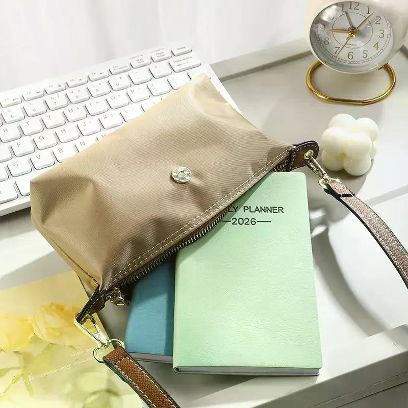 A6 2026 Daily Planner Morandi Leather Calendar 64 Sheets 128 Page Qme
