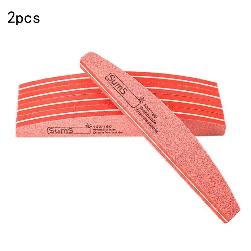 2 5 Professional Double-sided Nail File Block Colorful Sponge Polish Qme 2pcs Orange