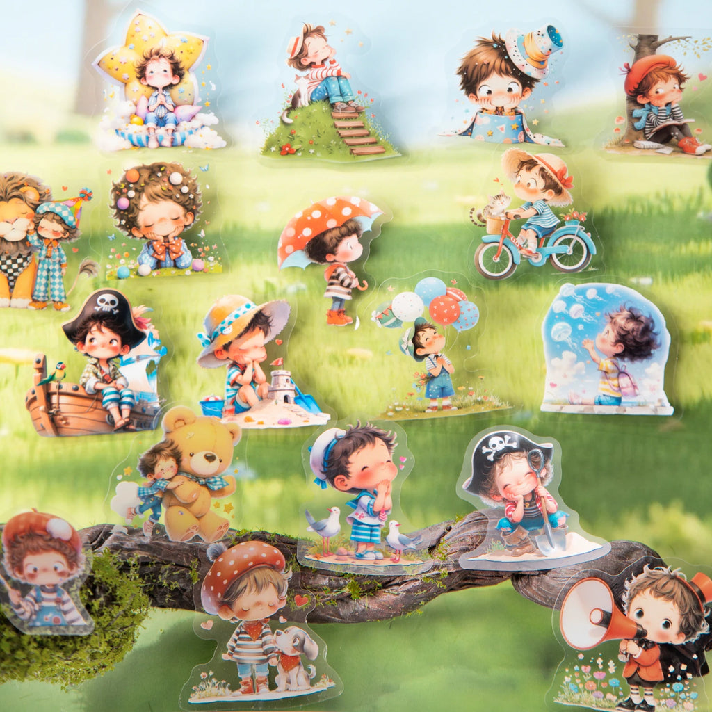 20 Sheets Dreamy Aesthetic Cute Character Sticker Pack for Scrapbook Journal DIY Collage Photo Frame Decor Qme