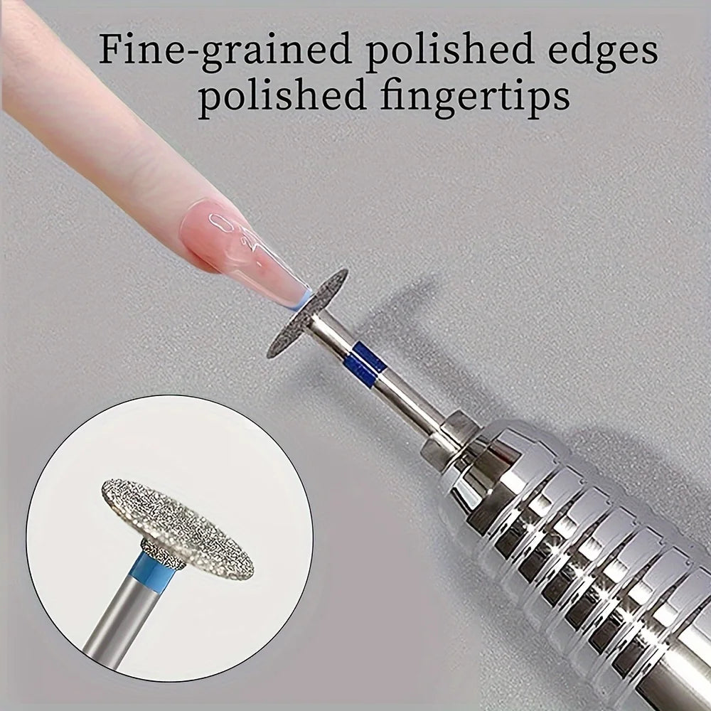 Manicure Flying Saucer Polishing Head T Round Emery Metal Polishing Short Nail Tip Trimming Polishing Tool Nail Drill Bits Qme