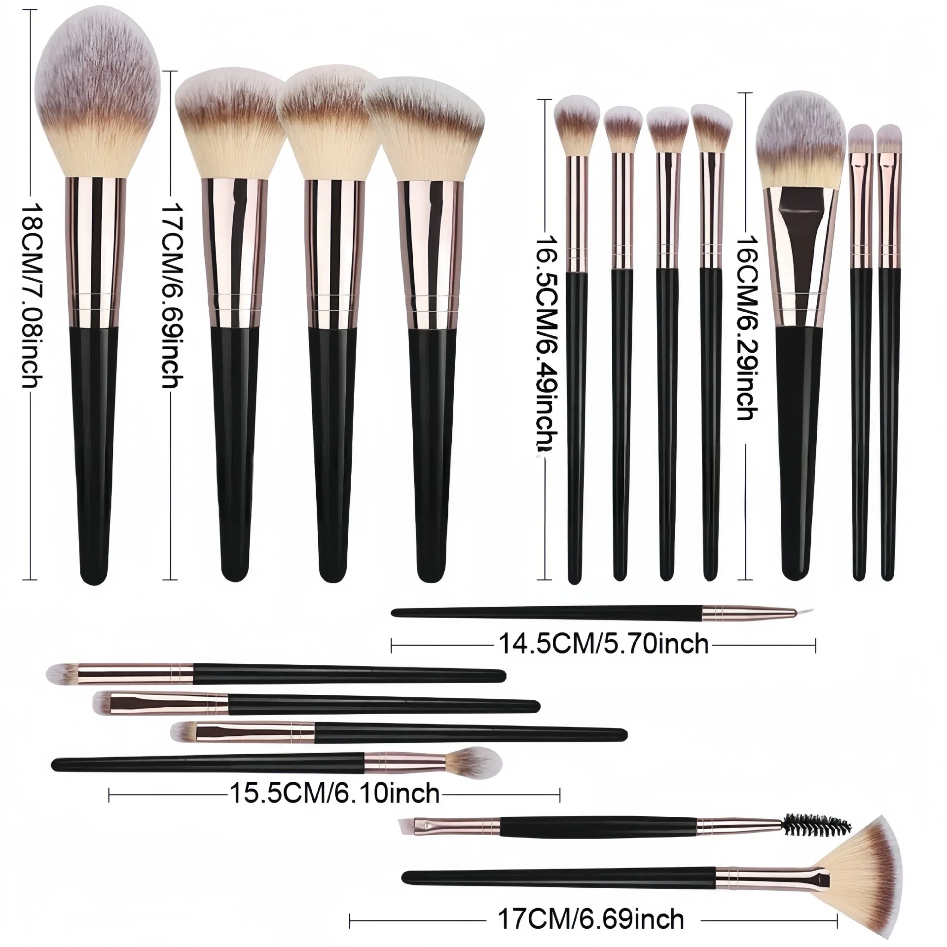 Professional 3- Makeup Brushes Eyeshadow Foundation Concealer Qme