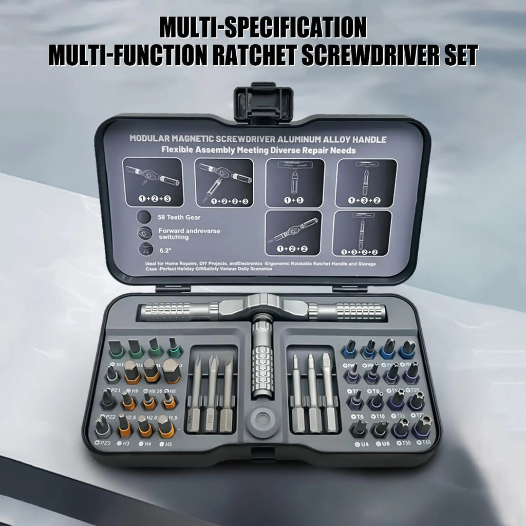Ratcheting Screwdriver Set 42-in-1 Magnetic Ratchet With Precision Bits Electrician Screwdriver Set For Automotive Workshop Qme