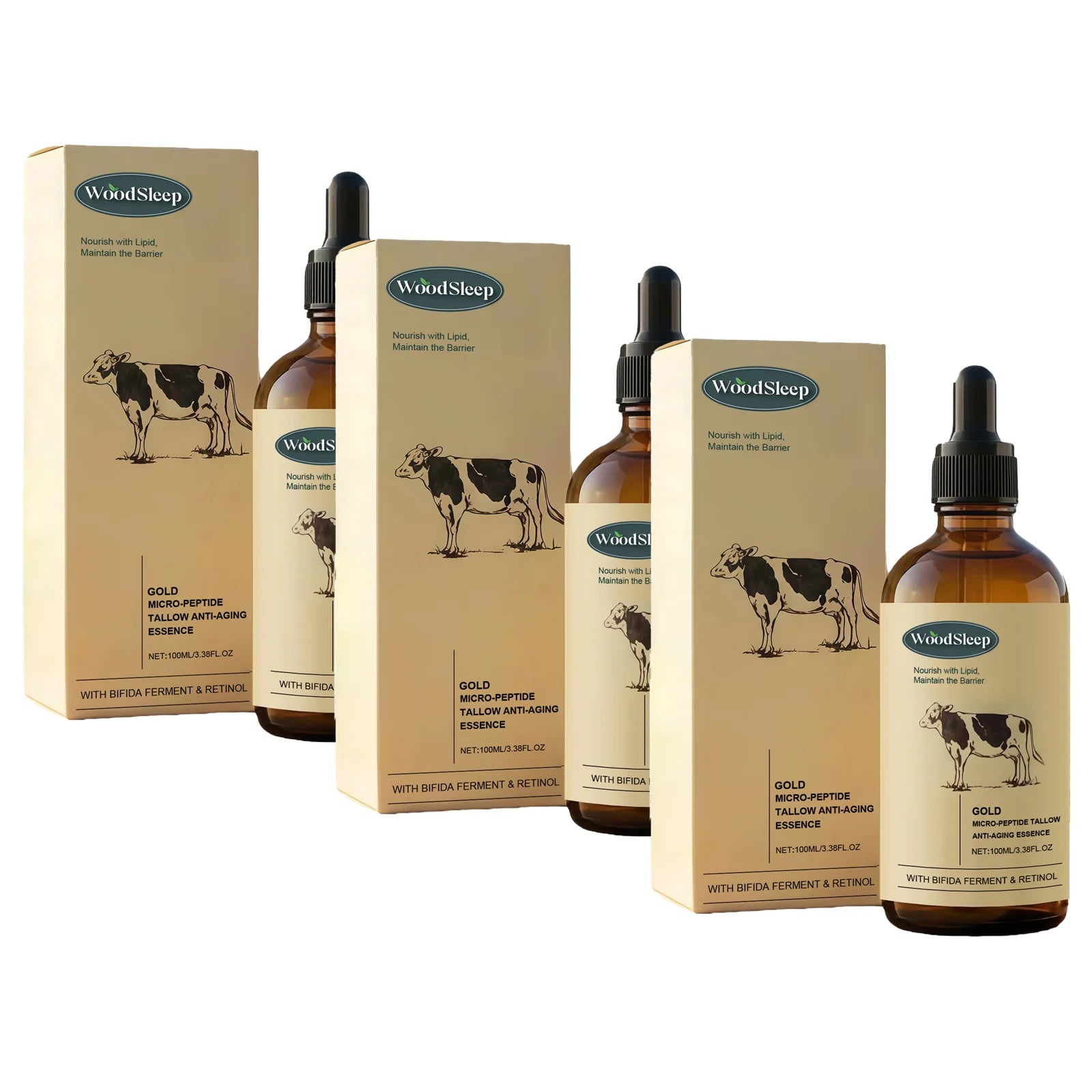Beef Tallow Serum Anti-Wrinkle Shrinking Pores Tighten Loose Skin Reduce Fine Lines Hydrating Anti Aging Moisturizing Face Care Qme 3 X 100ml boxed