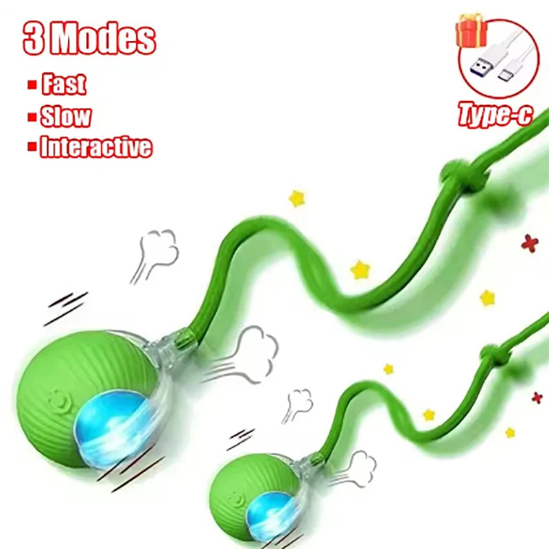 New interactive cat ball toy with automatic rolling ball simulation tail rechargeable intelligent pet electric toy Qme 2pcs-Green