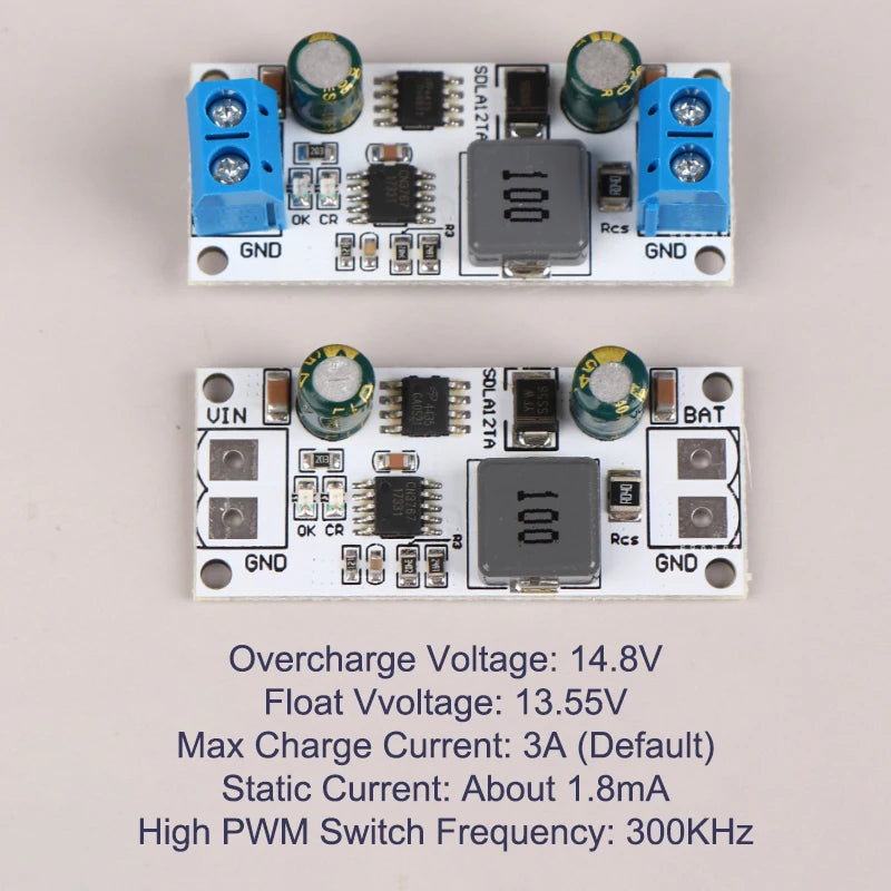 SDLA12TA MPPT Solar Controller Charging Module 12V 1-1000AH Lead-acid Qme
