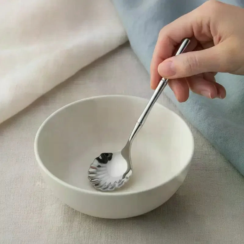 Dessert Stirring Spoon Stainless Steel Seashell Coffee Spoon Unique Design Teaspoon Elegant Afternoon Tea Present Qme