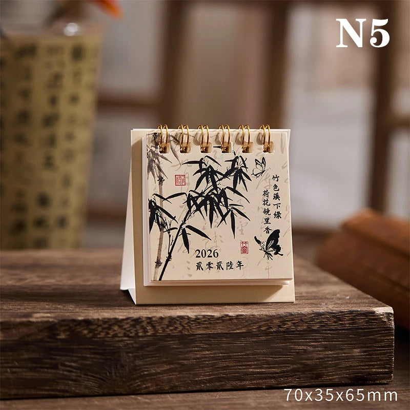 2026 Mini Simple Calendar Small Desk Creative Coil Planner Desktop Qme 5