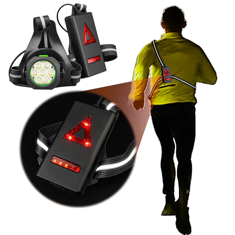 LED Night Running Light USB Rechargeable Ultra Bright Safety Lamp 3 Modes Sports Chest Light for Camping Hiking Running Qme