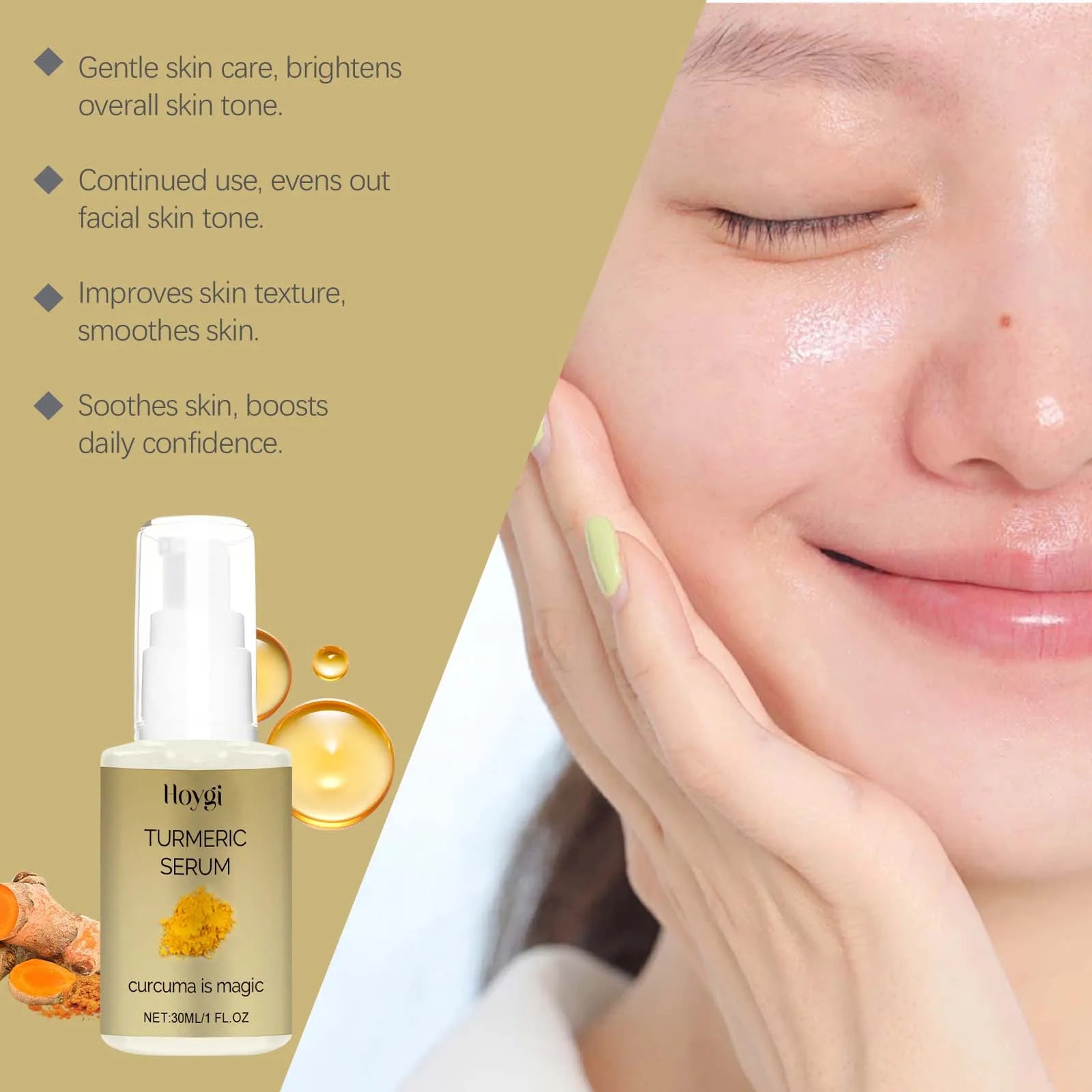 Turmeric Face Serum Moisturizing Lightening Dark Spots Even Skin Tone Smoothing Rejuvenates Face Brightening Essence Care Qme