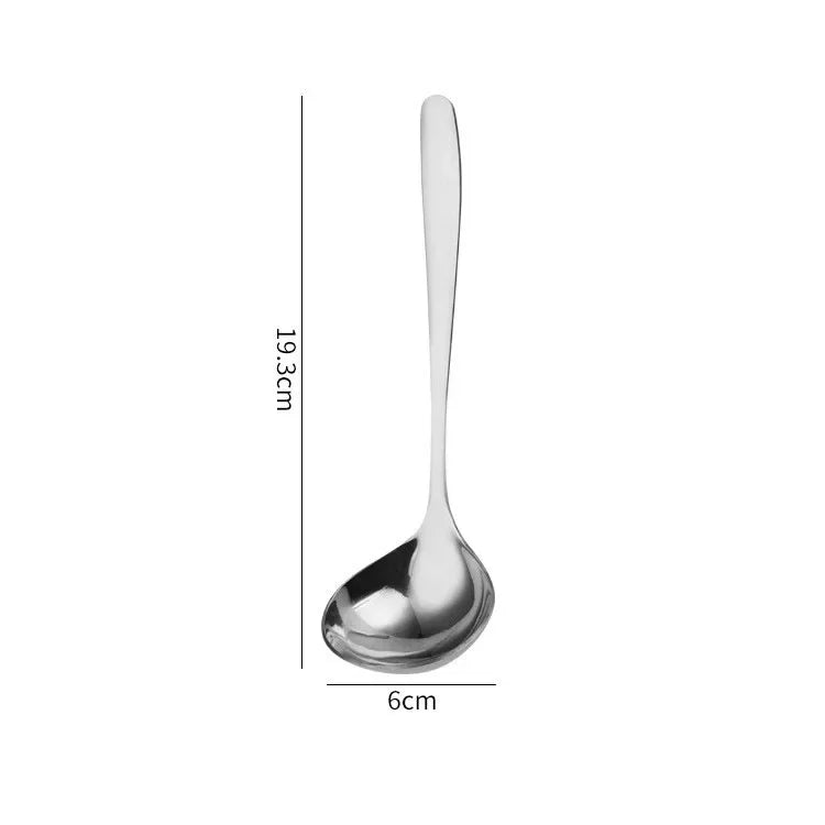 304 Stainless Steel Spoon Soup Rice Longhandle Tableware Kitchen Qme Big Silver