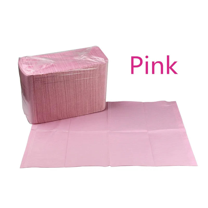 50Pcs Disposable Eyelash Clean Pad Mat Tattoo Cleaning Wipes Table Pad Waterproof Medical Paper Dental Bibs Cloths Tool Qme Pink 50PCS