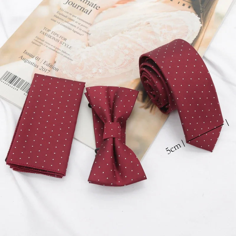 Paisley Men's Casual Bowtie Tie Skinny Polyester Necktie Pocket