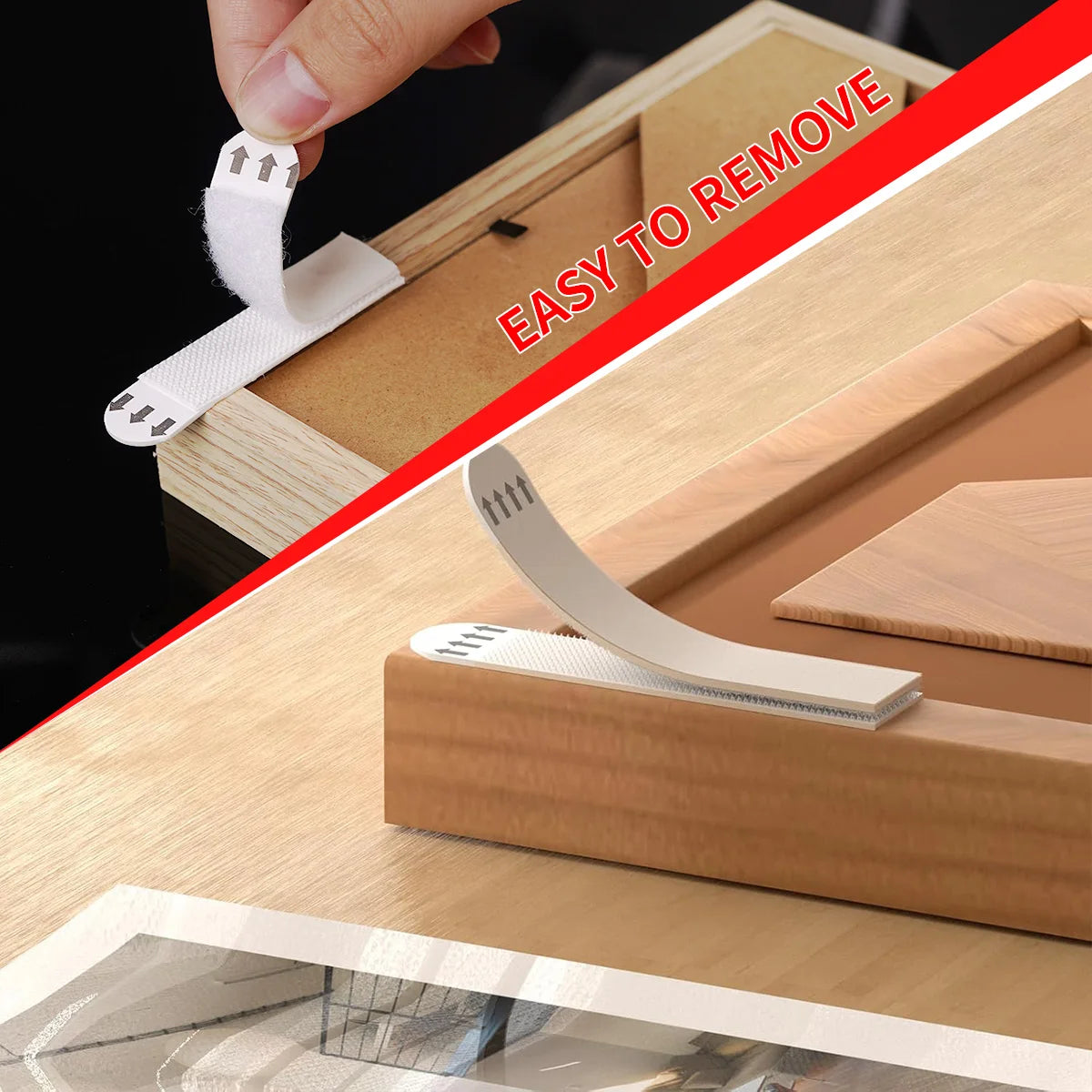 Double-Sided Adhesive Strip Wall Hanging Tool-Free Removable Non-Destructive Wall Hooks Sticky Mounts for Home Office Qme