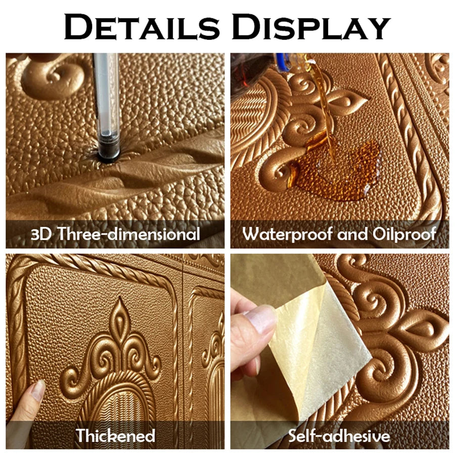 90CM*70CM 3D Waterproof Moisture-proof Living Room Bedroom Wall Surround Headboard Soft Package Wallpaper Self Adhesive Painting Qme