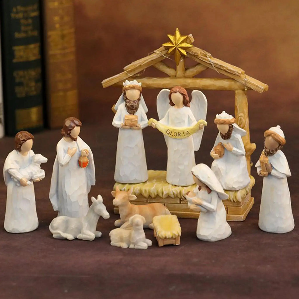 Christmas Nativity Scene Nativity Scene Jesus Statue Table Decor 12 Pieces Manger Statue Christmas Decorations For Home Bedroom Qme