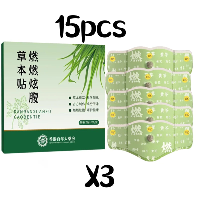 Ai Cao Pu Pu Tie Big Navel Tie, Acupoint Tie Waist and Abdominal Tie, Sweating Chen Ai Rong Herbal Tie, Obesity Tie, Skinny Tie Qme 15pcs