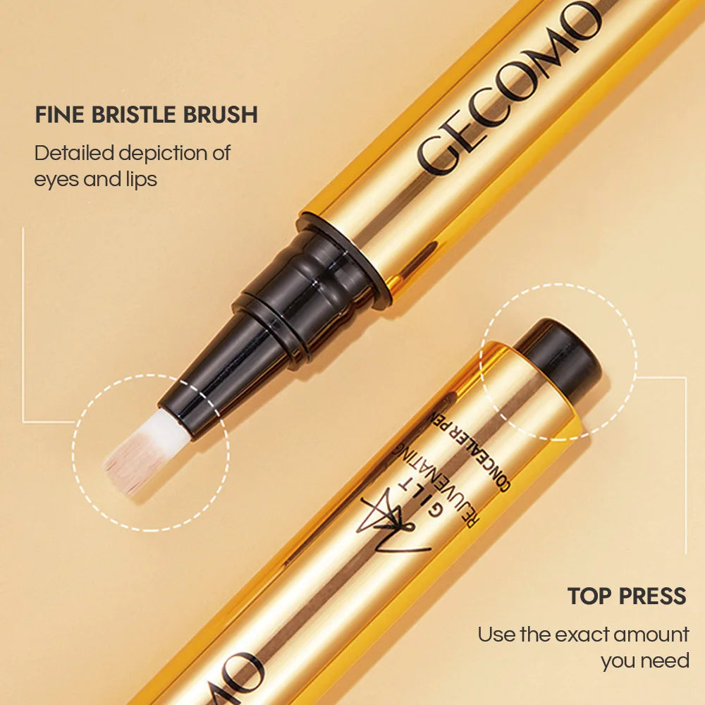 GECOMO Press Concealer Pen Liquid Concealer Long Lasting Moisturizing Not Fading Base Makeup Face Invisible Pores Qme