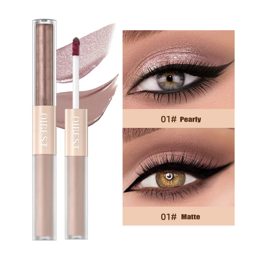 2 In 1 Stick Pearly Matte Eyeshadow Cream Smooth Nude Eye Makeup Liquid Contour Shadow Stick Waterproof Shimmer High Light Pen Qme 01