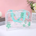 Cosmetic Toiletry Zip Bag Pouch Clear Transparent Plastic PVC Travel Qme Green
