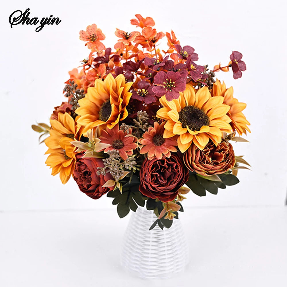 Simulated Flowers Autumn Sunflowers Sunflowers Wedding Home Fake Flowers Simulated Bouquet Qme