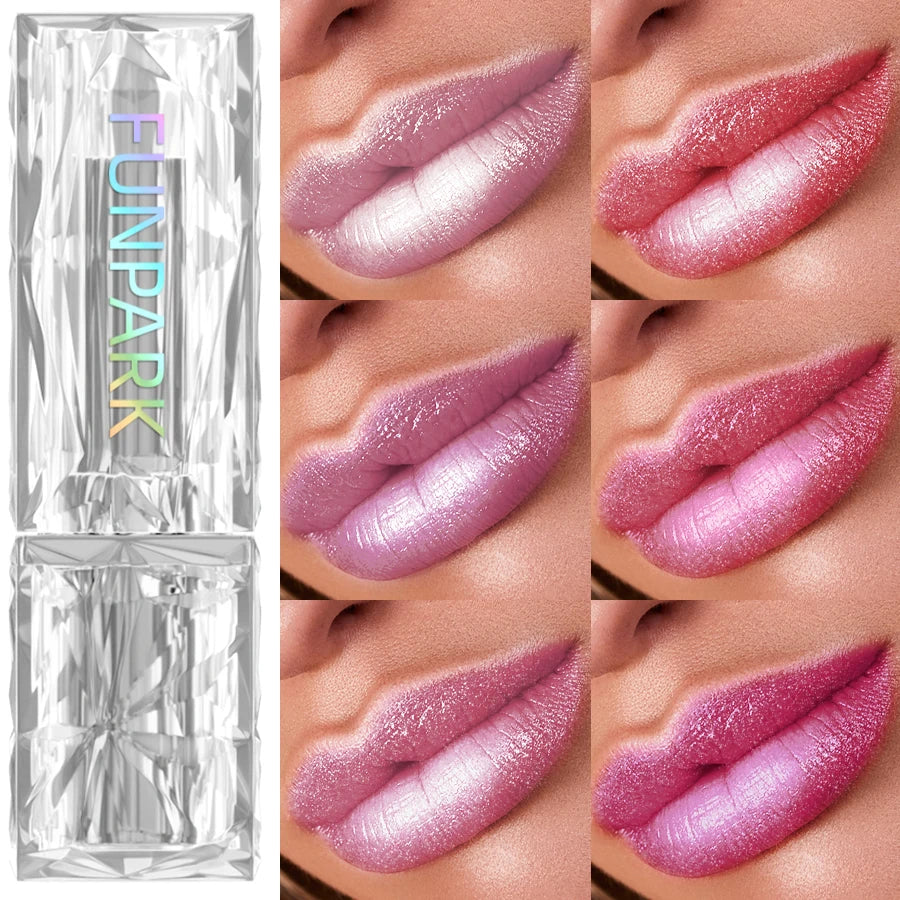 7 Colors Sparkling Metallic Finish Lipstick Hydrating Red Pink Qme