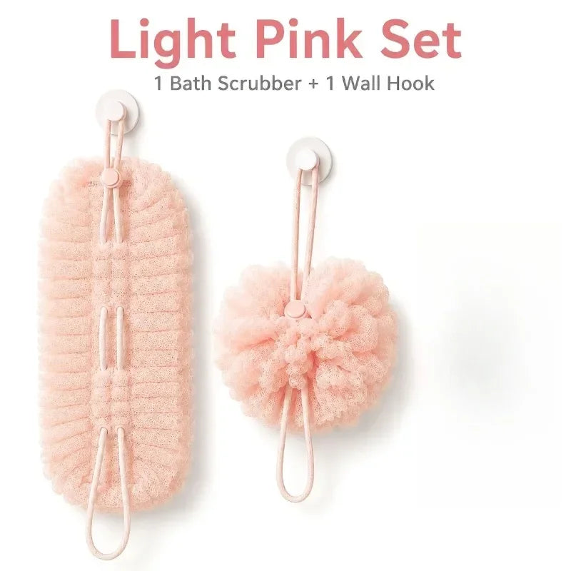 1 Bath Scrub Towel Back Cleaning Brush Shower Sponge Suction Cup Soft Qme