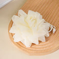 2-In-1 Bath Ball Towel Loofah Drawstring Closure Soap Soft Qme White