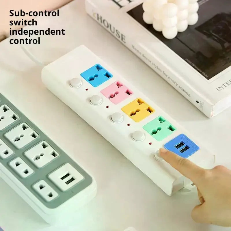 Durable 2 3 5 6 8M USB Charger Power Strip Switch Extension Qme