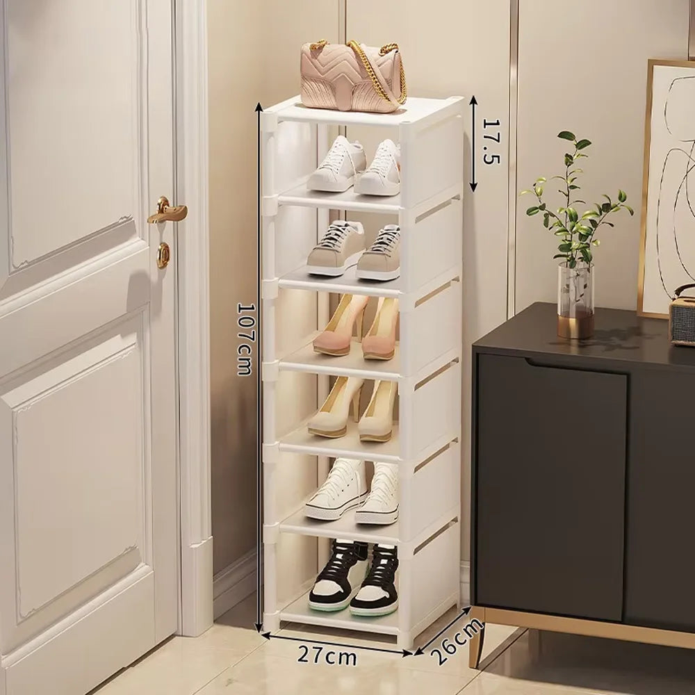 Simple Space Saving Shoe Rack Multi-Layer Shoe Shelf for Entryway & Dorm Room Home Storage Organizer for Slippers & Shoes Qme White 7 layers