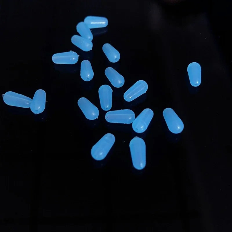 100pcs/lot Anti-tangling Rubber Fishing Float Blue Oval Stopper Fishing Float Space Beans SeaTool Fishing Bobber Accessories Qme