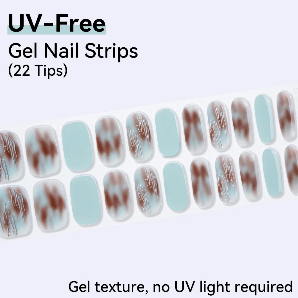 22Tips Sparkling Leopard Pattern Full Cover Nail Stickers French Qme BSA-0158