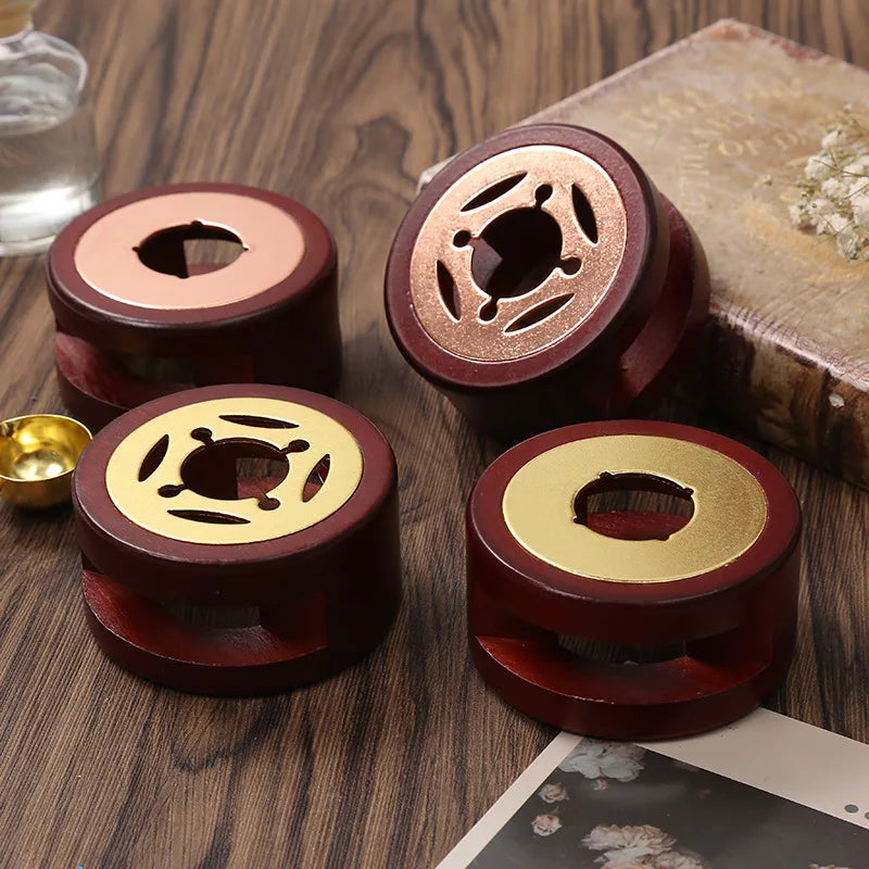 Retro Solid Wood Sealing Wax Burner Sealing Wax Melting Pot Wax Seal Holder Spoon Wax Heater Furnace Stove DIY Craft Supplies Qme