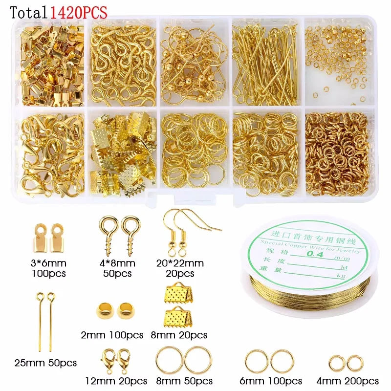 Alloy Accessories Jewelry Findings Set Earring Making Kit Lobster Clasp Open Jump Rings Repair Tools DIY Jewelry Making Supplies Qme 2